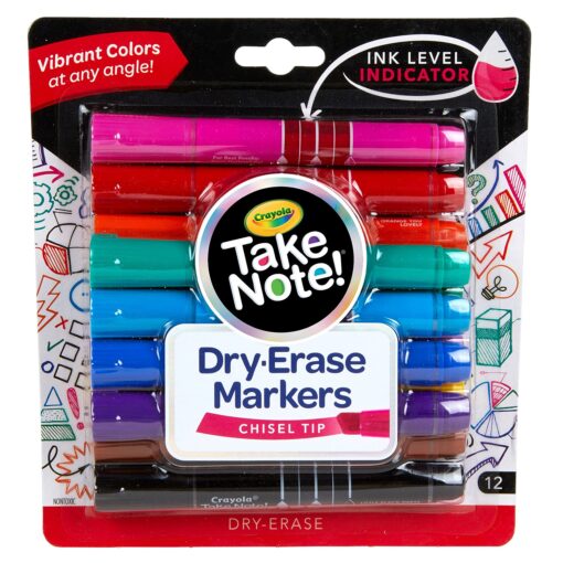 Crayola Low Odor Dry Erase Markers for Kids & Adults, Chisel Tip, Back To School Supplies, 12 Count Highlighters