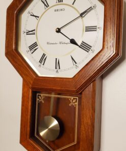Seiko Light Oak Traditional Schoolhouse Wall Clock with Chime & Pendulum 27 91C7jZdryCL 2