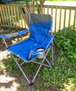 Coleman Big-N-Tall Quad Chair with Cup Holder & Side Pocket, Water-Resistant Oversized Camping Chair Supports up to 600lbs, Great for Tailgating, Camping & Outdoor Use, Carry Bag Included Blue 36 91CDW9JEQkL