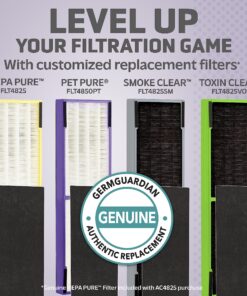 Germ Guardian Filter B HEPA Pure Genuine Air Purifier Replacement Filter, Removes 99.97% of Pollutants for AC4825, AC4300, AC4900, AC4825DLX, AC4850, CDAP4500, AP2200, Black/Yellow, FLT4825 FLT4825 HEPA PURE 25 91Cj4NIrhOL