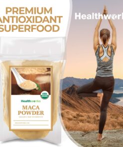 Healthworks Maca Powder Raw (32 Ounces / 2 Pounds) | Certified Organic Flour Use | Keto, Vegan & Non-GMO | Premium Peruvian Origin | Breakfast, Smoothies, Baking & Coffee 2 Pound (Pack of 1) 15 91Crx2YIhXL