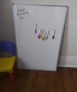 Lockways Magnetic Dry Erase Board, 36 x 24 Inch Magnetic Whiteboard White Board, 1 Dry Erase Markers, 2 Magnets for School, Home, Office Silver frame 36 x 24 Inch 32 91CtZS5ZXWL