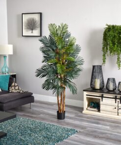 Nearly Natural 5284 Robellini Palm Silk Tree, 6-Feet, Green 72in. 12 91CuCwcygzL