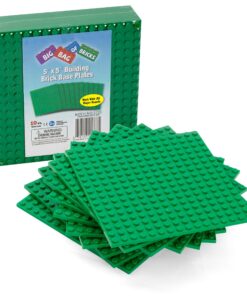 SCS Direct Brick Building Blocks Green Baseplates - 5"x5" (10pcs) Dual Connectivity for Stacking - Compatible with & Tight fit with All Major Building Blocks Brands - Great for Activity Tables 16 91CxokVfBsL 1
