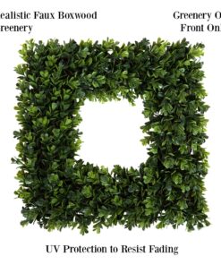 Home Boxwood Wreath-16.5-Inch Square UV Resistant Artificial Spring, Summer, Fall or Winter Outdoor/Indoor Wreaths for Front Door by Pure Garden, 16.5x3, Green 20 91D 0s2MdmL