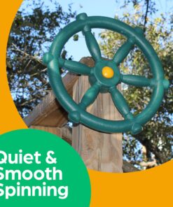 Jungle Gym Kingdom Playground Accessories - Pirate Ship Wheel for Kids Outdoor Playhouse, Treehouse, Backyard Playset Or Swingset - Wooden Attachments Parts (Green) Green Wheel 23 91D keoy5iL