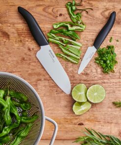 Alternative view of Kyocera Advanced Ceramics – Revolution Series 3-Piece Ceramic Knife Set: Includes 6-inch Chef's Knife; 5-inch Micro Serrated Knife; and 3-inch Paring Knife; Black Handles with White Blades