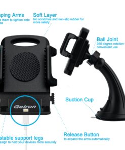 Getron Car Mount Holder, Windshield Dashboard Universal Car Cell Phone Cradle for iPhone Xs MAX XR X 8 Plus 7 Plus 6S SE Samsung Galaxy S9 S8 Edge S7 S6 Note 9 Google Pixel LG and All Smartphones 22 91D7eVMUudL