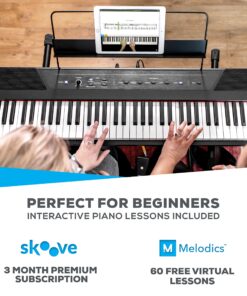 Alesis Recital – 88 Key Digital Piano Keyboard with Semi Weighted Keys, 2x20W Speakers, 5 Voices, Split, Layer and Lesson Mode, FX and Piano Lessons Piano Only 26 91DH5 ScwUL