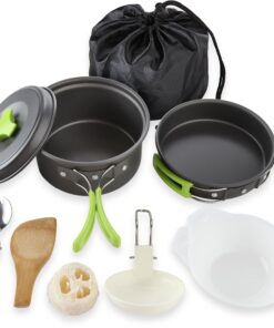 MalloMe Camping Cookware Mess Kit for Backpacking Gear – Camping Cooking Set - Camping Pots and Pans Set - Backpacking Stove/Portable Stove Compatible - Camp Kitchen Equipment Accessories Pot 1 Liter Pot 37 91DOn1htzpL