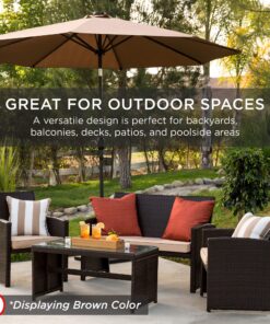 Best Choice Products 4-Piece Outdoor Wicker Patio Conversation Furniture Set for Backyard, Deck, Poolside w/Coffee Table, Seat Cushions - Brown Wicker/Beige Cushions Brown/Beige 28 91DS AGFhsL