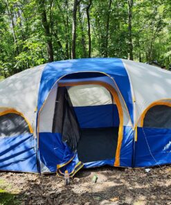 GoHimal 8 Person Tent for Camping, Waterproof Windproof Family Tent with Rainfly, Divided Curtain Design for Privacy Space, Portable with Carry Bag Blue 20 91DVcmhUhpL