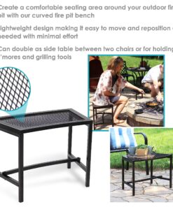 Sunnydaze Outdoor Curved Powder-Coated Black Metal Mesh Fire Pit Bench - Backless - Set of 2 13 91DX6UKAEVL