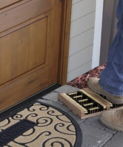 Superio Shoe and Boot Scraper, Outside Shoe Scrubber Brush 10.5 X 14 Inch - Cleans Deep Removes All Outdoor Dirt, Snow, Mud and Sand. Construction, Hiking Cleaner (Wood 1-Pack) Wood 1-Pack 17 91DXKNc9SyL