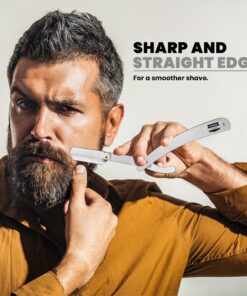 Utopia Care Professional Barber Straight Edge Razor Safety with 100-Pack Derby Blades - 100 Percent Stainless Steel (Silver) Silver 30 91DanjgmqlL