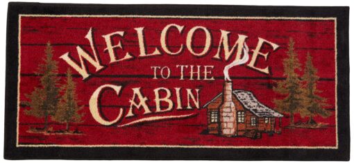 Cozy Cabin CC5268 Welcome to the Cabin Non Skid Rug 20"x44" Red 20"x44"