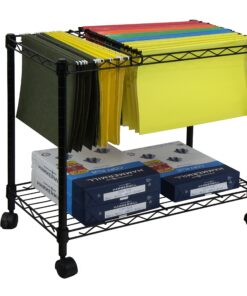 Oceanstar Portable 1-Tier Metal Rolling File Cart, Black,24 in 25 91DnUQiSeWL