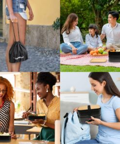 Alternative view of GRUB2GO Premium Bento Lunch Box (Large 68 Oz Capacity) | 2023 Exclusive, 70% Bigger | Includes Bamboo Chopping Board Lid, Carry Bag, 2 Dividers, Utensils, Sauce Container Premium 2021 Model: Executive Black (68 OZ)