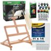 U.S. Art Supply 21-Piece Artist Acrylic Painting Set with Wooden H-Frame Studio Easel, 12 Vivid Acrylic Paint Colors, Stretched Canvas, 6 Brushes, Painting Palette - Kids Students, Adults, Starter Kit Acrylic Artist Set 45 91DzJ1IUYtL