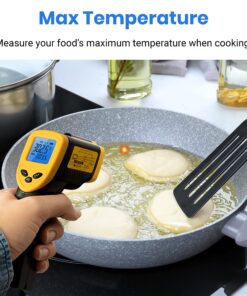Etekcity Infrared Thermometer Temperature Gun for Cooking, -58°F to 1130°F, Digital Heat Gun for Meat Pizza Oven, Laser Tool for Indoor Outdoor Pool, Cooking, Candy, Griddle Hvac, Yellow 35 91E6we7cfTL