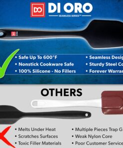 DI ORO Silicone Spatula Set - Rubber Kitchen Spatulas for Baking, Cooking, & Mixing - 600°F Heat-Resistant & BPA Free Silicone Scraper Spatulas for Nonstick Cookware - Dishwasher Safe (3pc, Black) 30 91E9Be9vyAL