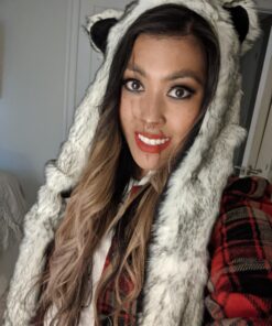 White Wolf Hood Faux Fur Hat with scarfs mittens & paws 3 in 1 by Hatbutik 37 91E9F2go2 L 1