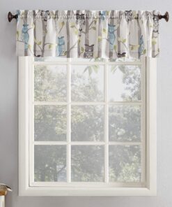 No. 918 Hoot Owl Print Semi-Sheer Rod Pocket Kitchen Curtain Valance, 56" x 14", Mocha Mocha Brown 56 in x 14 in 24 91EEr7PYGdL