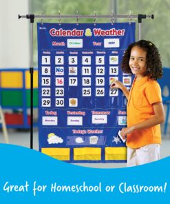 Learning Resources Calendar & Weather Pocket Chart - Classroom Calendar, Calendar and Weather Chart for Classroom, Teacher and Back to School Supplies 31 91EIaud1LOL 1
