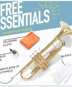 Mendini By Cecilio Bb Trumpet - Trumpets for Beginner or Advanced Student w/Case, Cloth, Oil, Gloves - Brass Musical Instruments For Kids & Adults Blue 17 91EPOt5 7DS