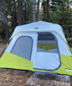 CORE 6 Person Instant Cabin Tent | Portable Large Pop Up Tent with Easy 60 Second Camp Setup for Family Camping | Included Hanging Organizer for Outdoor Camping Accessories Light Gray/Green 38 91EQrqFBjL