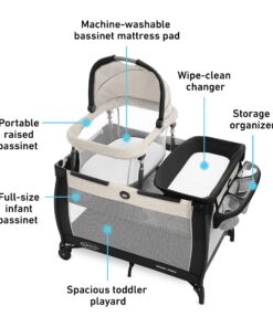 Graco Pack 'n Play Day2Dream Travel Bassinet Playard Features Portable Bassinet Diaper Changer and More (Lo, Lo, W/Fold Flat Bassinet) 30 91EY1WO4qlL