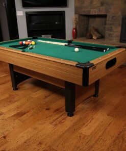 Mizerak Dynasty Space Saver 6.5' Billiard Table with Leg Levelers, Automatic Ball Return, and Classic Green Nylon Cloth 45 91Ei9ary2GL
