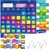 Calendar Pocket Chart, Classroom Monthly Pocket Chart with 76 Cards (68 Illustrated Activity Cards, 8 Dry Erase Blank Cards) plus 3 Over Door Metal Hangers for Classroom Home Preschool (20" x 19") Blue-style 2 20” X 19” 47 91ElvFeaJsL