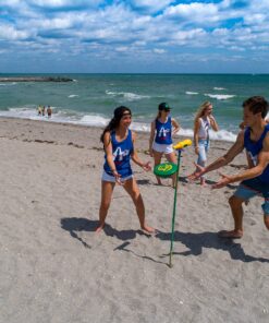 Bottle Bash Outdoor Flying Disc Game Set – Disc Toss Game for Family, Adult & Kids, Backyard and Beach Game - Frisbee Target Lawn Game with Poles & Bottles (Beersbee & Polish Horseshoes) Original - Green 26 91EofbC TL