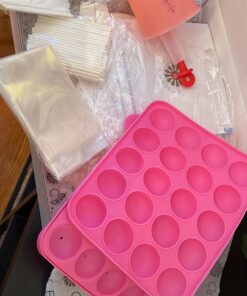 APRON HEROES- Complete Cake Pop Maker Kit, Nonstick, Silicone, Cake Pop Maker, Cake Pop Kit, with, Cake Pop Stand Holder, Cake Pop Molds, 120 Lollipop Sticks, Melting Pot, Decorating Pen, & Twist Ties BAKEWARE SET: Round Pops 41 91EwA7WjRXL