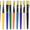 School Smart Stubby Flat Tip Paint Brushes for School and Arts and Crafts Use, Assorted Colors and Sizes, Set of 10 30 91EwKeCk3BL