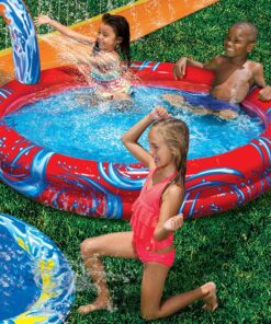 Alternative view of Banzai Cyclone Splash Water Park Outdoor Backyard Inflatable Toy with Sprinkling Slide and Kiddie Pool