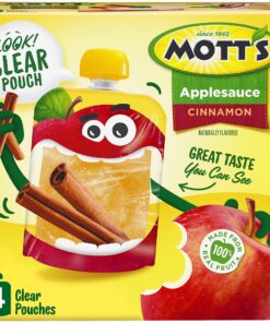 Mott's Cinnamon Applesauce, 3.2 oz clear pouches, 24 Count (6 Packs of 4) 3.2 Fl Oz (Pack of 24) 19 91F3UhKnrGL