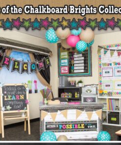 Teacher Created Resources TCR5614 Chalkboard Brights Pennants Welcome Bulletin Board, Paper, Multi 13 91F5Sw9l4dL