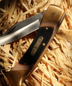 Old Timer 7OT Cave Bear Traditional Lockback Pocket Knife with 3.9in High Carbon Stainless Steel Blade, Sawcut Handles, and Leather Belt Sheath for Hunting, Camping, Whittling, EDC, and Outdoors 28 91F5oBGtOJL