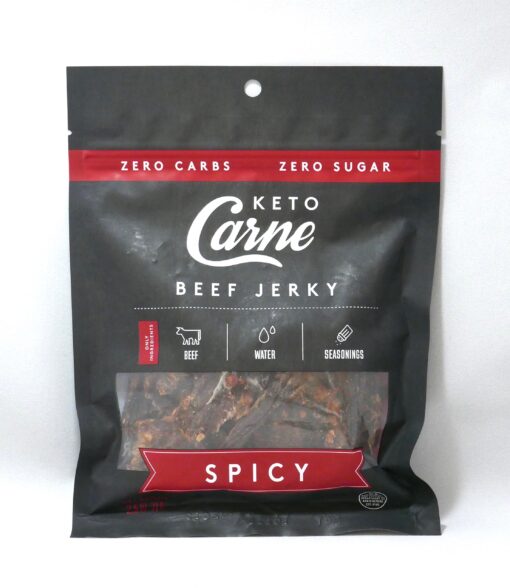 KETO CARNE | Healthy Keto & Low Carb Beef Jerky | 0g Carb | 0g Sugar | Sugar Free, Zero Carb | Gluten Free | Soy Free | Preservative Free | Nitrate Free | All Natural | Pack of 4 Spicy