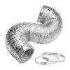 iPower GLDUCT4X8C 4 inch 8 feet Non-Insulated Flex Air Aluminum Foil Ducting Dryer Vent Hose for HVAC Ventilation with 2 Clamps, 4'' X 8', Silver 4'' X 8' 17 91FDjZ034RL