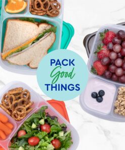 EasyLunchboxes® - Bento Lunch Boxes - Reusable 3-Compartment Food Containers for School, Work, and Travel, Set of 4 (Brights) Brights 29 91FEGsyA2WL