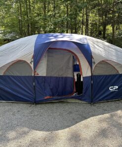 CAMPROS CP Tent 8 Person Camping Tents, Weather Resistant Family Tent, 5 Large Mesh Windows, Double Layer, Divided Curtain for Separated Room, Portable with Carry Bag Blue 41 91FMcZFTBIL