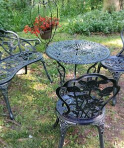 Giantex Outdoor Garden Bench Iron Patio Benches for Outdoors, Porch Bench Chair with Curved Legs Cast Aluminum Rose Antique Style, Green Antique Green 29 91FNgmoHlyL