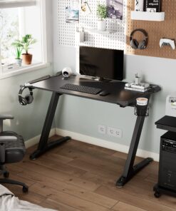 Alternative view of EUREKA ERGONOMIC Z1-S Pro Gaming Desk 44.5" Z Shaped Home Office PC Computer Desks Gamer Tables with LED Lights Controller Stand Cup Holder Headphone Hook Free Mousepad for Men Boyfriend Female Gift Black 44.5"