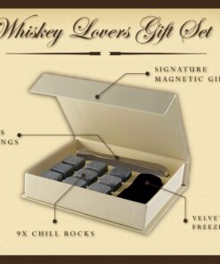Alternative view of Set of 9 Grey Beverage Chilling Stones [Chill Rocks] Whiskey Stones for Whiskey and Other Beverages - in Gift Box with Velvet Carrying Pouch - Made of 100% Pure Soapstone - by Quiseen