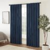 Eclipse Fresno Modern Blackout Thermal Rod Pocket Window Curtain for Bedroom (1 Panel), 52" x 84", Dark Blue 52 in x 84 in 3 91FZQRWXumL