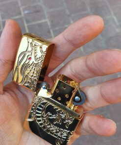 Zippo Dragon Lighters Chrome High Polish Gold Plate Chinese Dragon 20 91Fa3Y20xxL