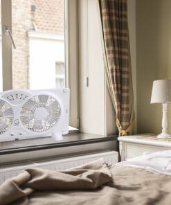 Genesis Twin Fan High Velocity Reversible AirFlow Fan, LED Indicator Lights Adjustable Thermostat & Max Cool Technology, ETL Certified, White (A1WINDOWFAN) 23 91FcCCV84YL 1